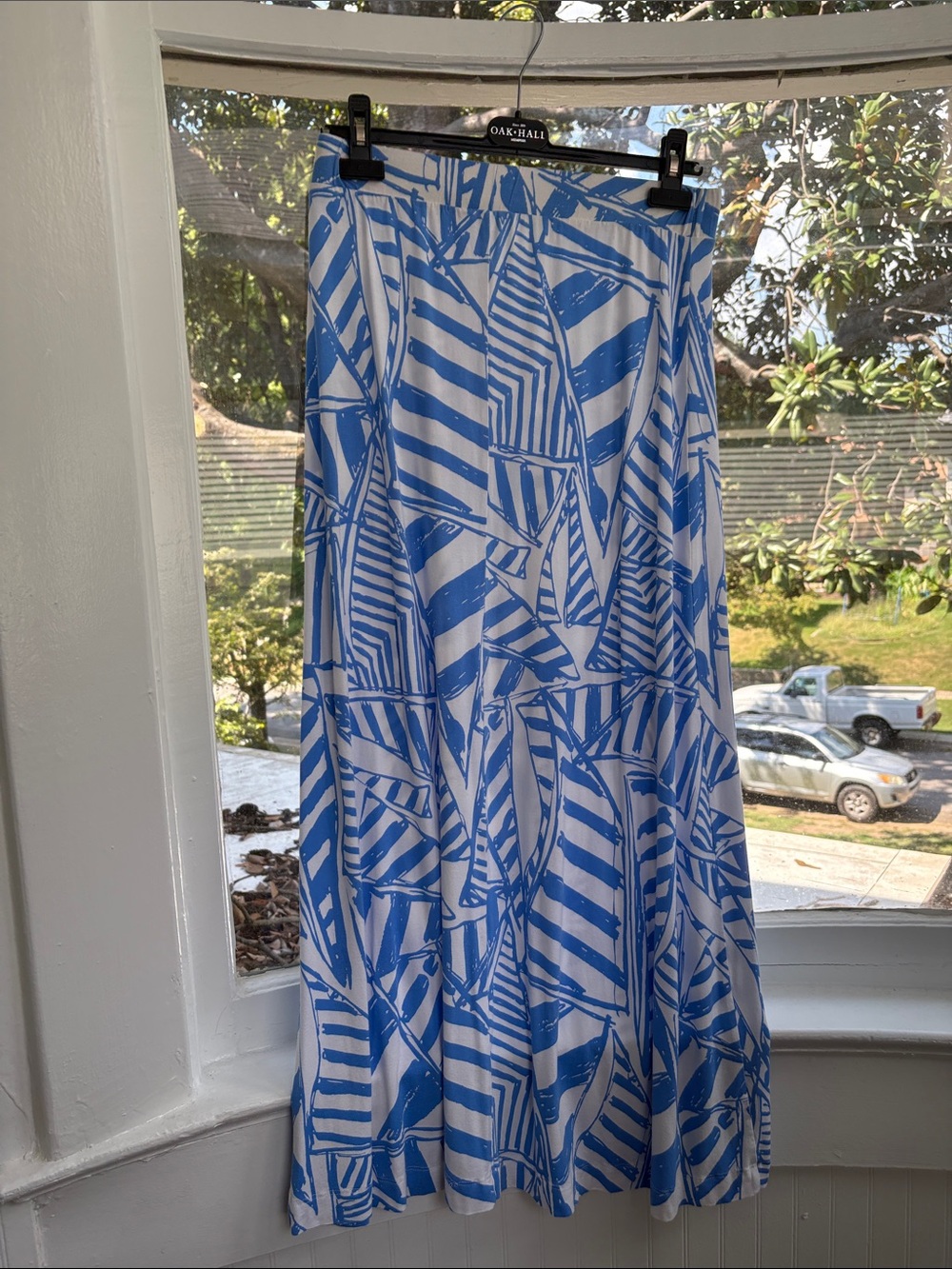 Lilly Pulitzer Nola Bay Blue Yacht Sea and White Printed Maxi Skirt-Medium